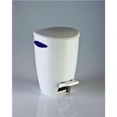 Primanova M-E04-13 урна с крышкой с педалью 5л, бело-синяя