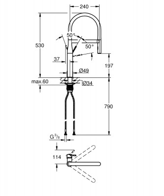 Смеситель для кухонной мойки GROHE Essence профессиональный, суперсталь (30294DC0)