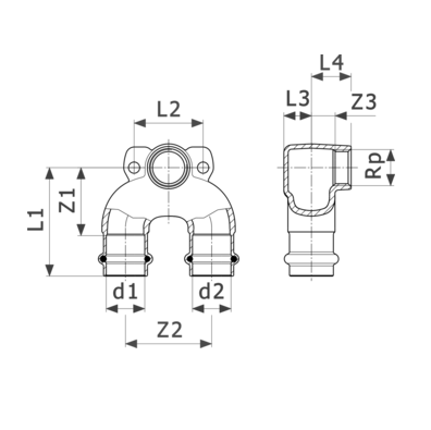 Viega Двойная стеновая водорозетка Sanpress