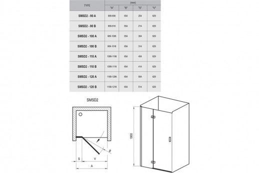 RAVAK SmartLine 0SLGAA00Z1 душевая дверь двухэлементная SMSD2-120 A-L, хром/транспарент/стекло