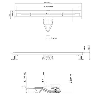 Душевой лоток Esbano Slim 80 S-LINE-80MB ESTRSLMLINE80MB с черной матовой решеткой