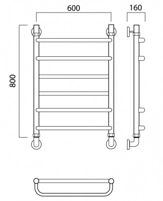 Водяной полотенцесушитель Акванерж Скоба прямая 800x600 (00-048060)