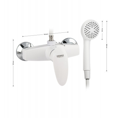Смеситель в душ, шаровый, из высокопрочного пластика АБС, белый, BRIMIX (5941)