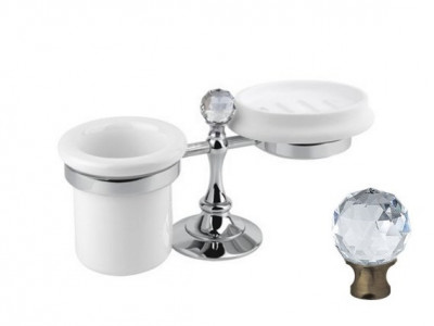 Стакан и мыльница настольные Cezares Olimp STT-03/24-Sw цвет золото, ручки Swarovski