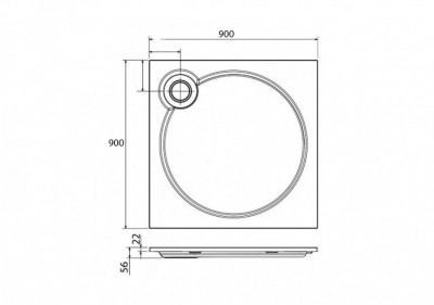 Поддон душевой Cezares Tray TRAY-S-A-90-56-W, 90 х 90 см, белый, из искусственного камня