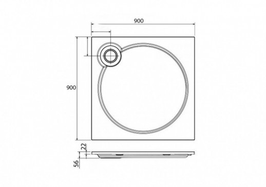 Поддон душевой Cezares Tray TRAY-S-A-90-56-W, 90 х 90 см, белый, из искусственного камня