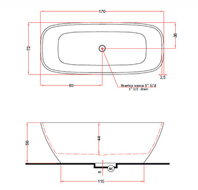 Ванна из искусственного камня Gruppo Treesse Brio 170x72 V297BO прямоугольная