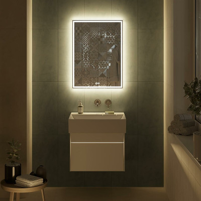 Зеркало в ванную Kerama Marazzi Tecno 60 TE.mi.60 с подсветкой с бесконтактным выключателем с подогревом и часами