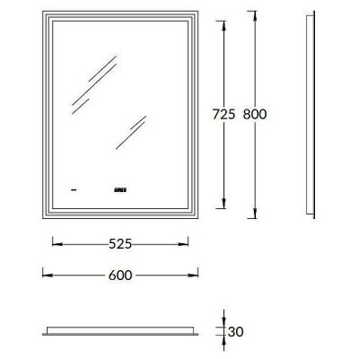 Зеркало в ванную Kerama Marazzi Tecno 60 TE.mi.60 с подсветкой с бесконтактным выключателем с подогревом и часами