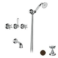 Nicolazzi Classica 1403 DB 18 смеситель для ванны с ручным душем, темная бронза/ручки Dames Anglaises