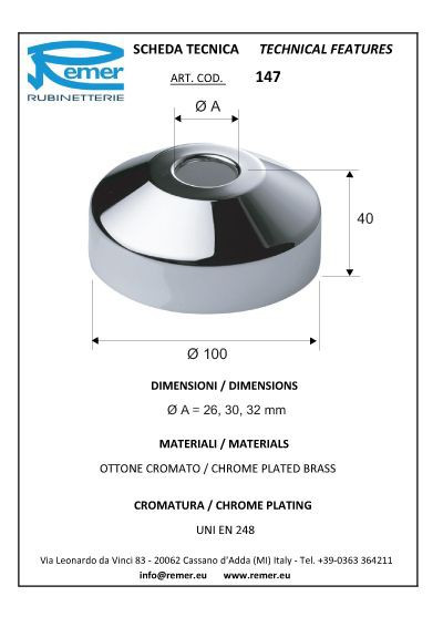Отражатель Remer RR 147 O32 мм, хром