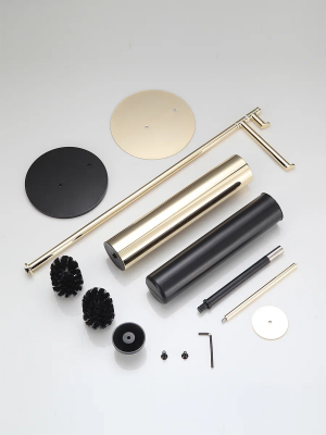 Стойка напольная с держателями для ершика, бумаги и крючок Sanartec 191855Go, золото