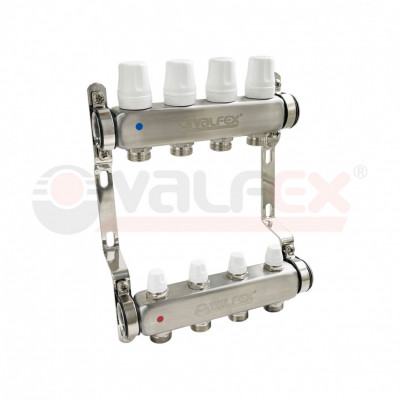 Блок коллекторов из нержавеющей стали с регулирующими и балансировочными клапанами VALFEX (VF.582.0610)
