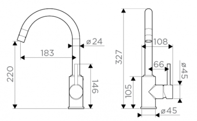 Смеситель для кухни OMOIKIRI Shinagawa-С 4994177, хром