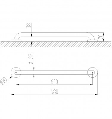 Прямой опорный поручень 600 мм (белый) NOFER 15054.60.W