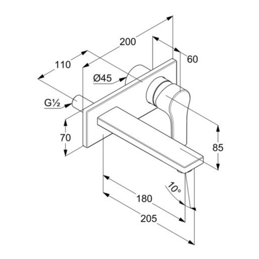 Смеситель для раковины (настенный) KLUDI ZENTA хром 482470565