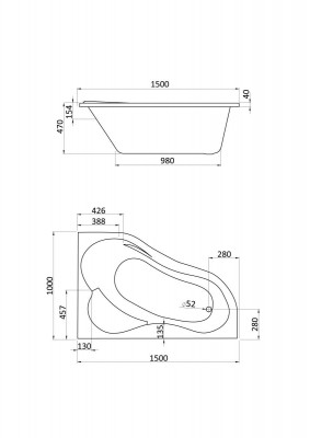Акриловая ванна Santek Ибица 150х100 R асимметричная белая 1WH112035
