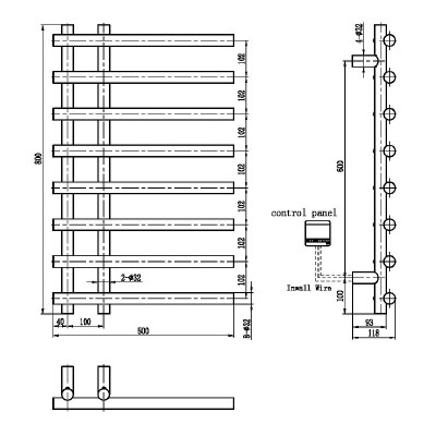 Полотенцесушитель электрический Boheme Uno 722-GM 50х80 см, GUN METAL (оружейная сталь матовый)