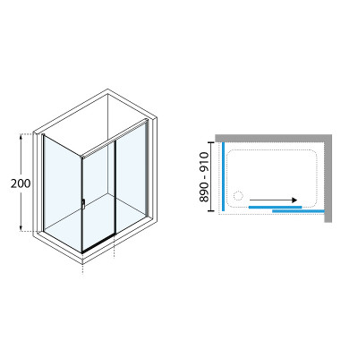 Душевая дверь Novellini Opera 120 R OPEPH119D-1K пр-ль хром стекло прозрачное