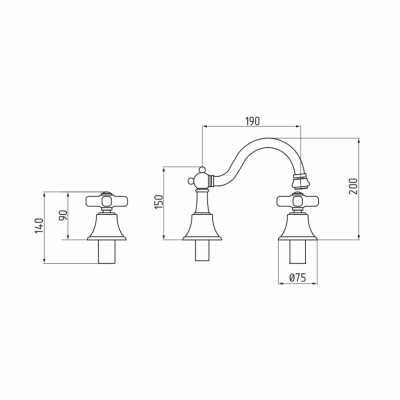 MIGLIORE Provance 19477 смеситель для биде на три отверстия, золото