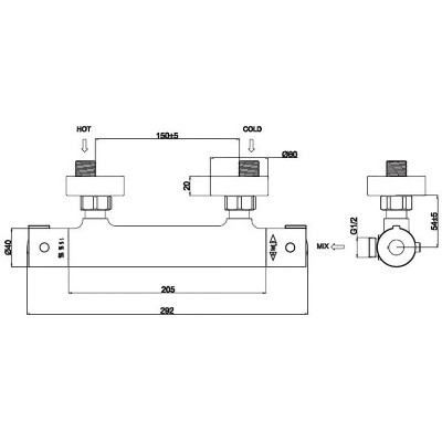 Смеситель для душа ESKO Mikros T3080 с термостатом хром