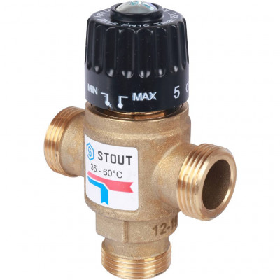 Термостатический смесительный клапан для систем отопления и ГВС 3/4 резьба STOUT (SVM-0120-166020)