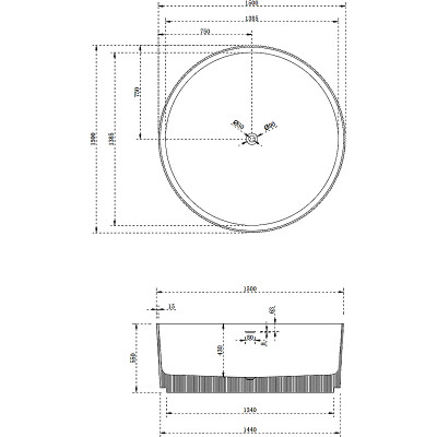 Ванна из искусственного камня Abber Stein 150x150 AS9679Blau голубая без г-ажа круглая 420 л