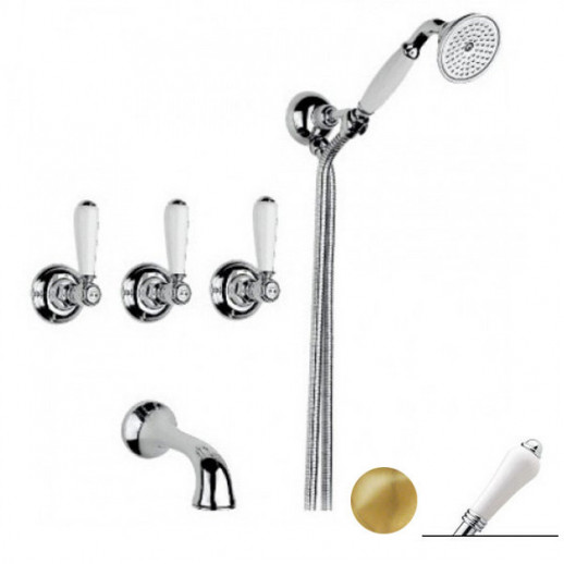 Nicolazzi Classica 1403 GB 78 смеситель для ванны с ручным душем, золотая латунь/ручки P.Mont Blanc