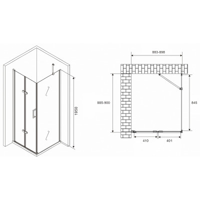 Душевой уголок Abber Zart 90x90 AG08090P-S91 п-ль хром стекло прозрачное
