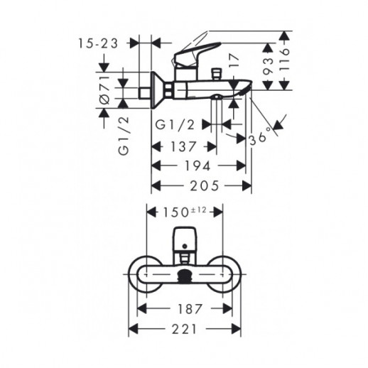 Hansgrohe Logis 71400000 смеситель для ванны, хром