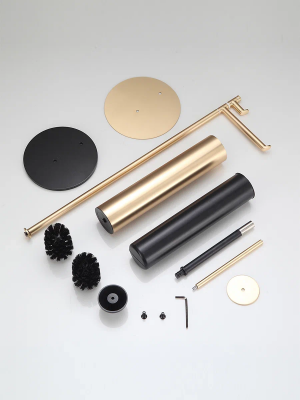 Стойка напольная с держателями для ершика, бумаги и крючок Sanartec 191855GoM, матовое золото