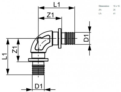 Уголок соединительный, закругленный TECEflex 90*, 40/40, бронза (707340)