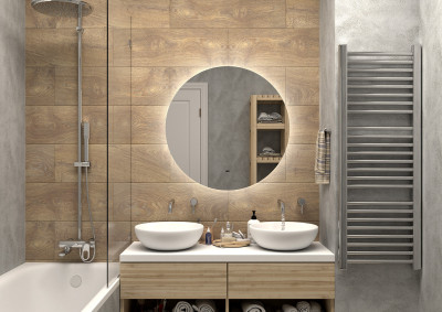 Зеркало подвесное в ванную Misty Аламак подогрев подсветка сенсорное 800 круглое белый (АЛА-02-800-14)