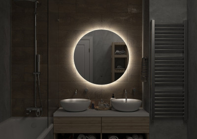 Зеркало подвесное в ванную Misty Аламак подогрев подсветка сенсорное 800 круглое белый (АЛА-02-800-14)