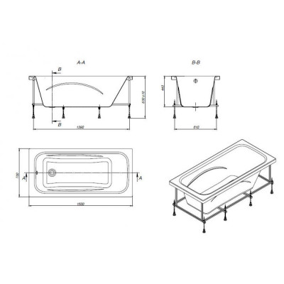 Ванна акриловая Roca Line 150х70 см ZRU9302982 прямоугольная