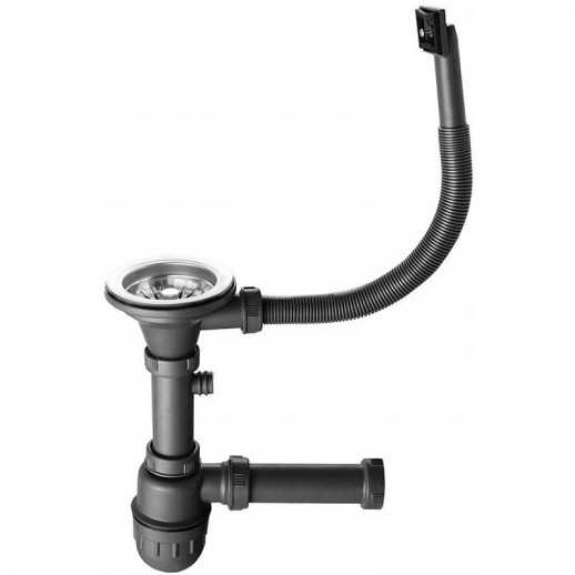 Сифон для кухонной мойки Haiba HA101 с переливом серый