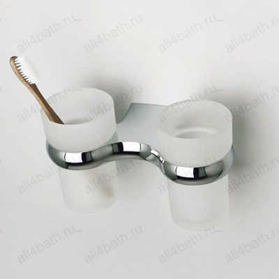 WasserKRAFT Berkel К-6828D подстаканник двойной настенный, матовое стекло/хром