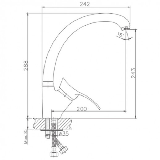 Смеситель для кухни Haiba HB4101 (латунь) хром