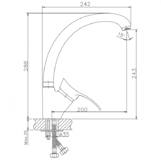 Смеситель для кухни Haiba HB4101 (латунь) хром