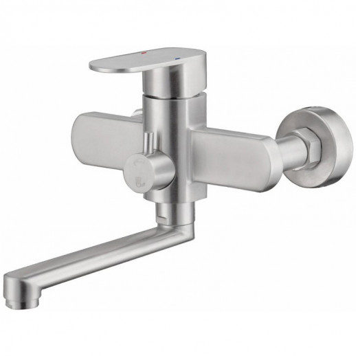 Смеситель для ванны Haiba HB60806 универсальный с душевым гарнитуром (нерж сталь)