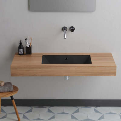 Раковина встраиваемая Scarabeo Teorema 2.0 5136 80х36 см, матовый чёрный