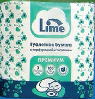 Lime Туалетная бумага в стандартных рулонах 3 сл 16 м белая 4 рул/уп