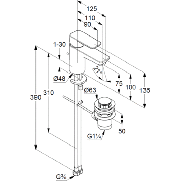 Смеситель для раковины KLUDI Pure & Style хром 403820575