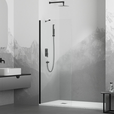 Душевая перегородка RGW Walk In WA-110B 90 351011009-14 пр-ль черный стекло прозрачное