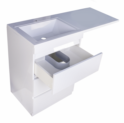 Тумба Style Line Даллас 120 R с раковиной над стиральной машиной, белая (3 ящика)