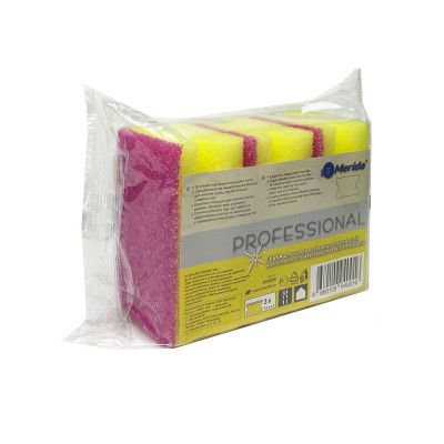 Губка для посуды, стандартная 9,5 х 6,5 см, (1уп/3шт.) MERIDA SRH002R