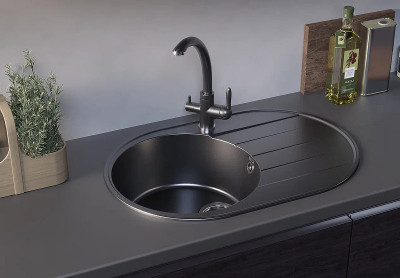 Кухонная мойка Ulgran Quartz Nora 750-01 овальная 750х500х200 одна чаша с правым крылом жасмин