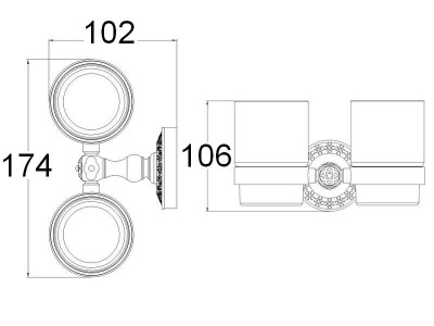 Zorg Antic AZR 04 BR держатель стакана двойной, бронза/стекло