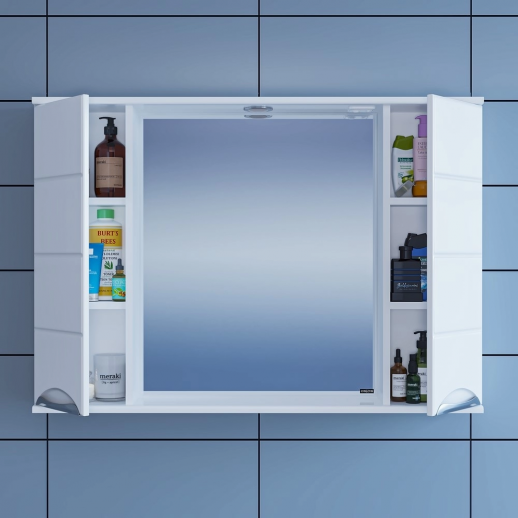 Зеркальный шкаф СаНта "Родос-100" свет, белый