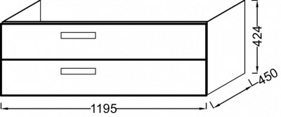 Мебель для раковины-столешницы 120 см, 2 выдвижных ящика, Jacob Delafon «RYTHMIK» (EB1305-E70), арлингтонский дуб